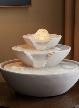 流水生财室内摆件循环水轻奢高档客厅办公室开业招财礼物现代茶室