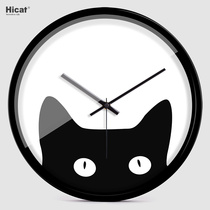 HICAT Crazy Kitty Cat Cute Kitty Creative Art Hanging Watch Brief Modern Personality Eurostyle Muted Fashion Hanging Clock