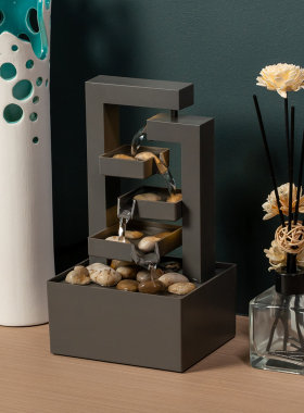 现代简约流水招财加湿解压摆件