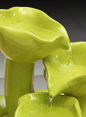 海日星荷叶陶瓷流水喷泉工艺品