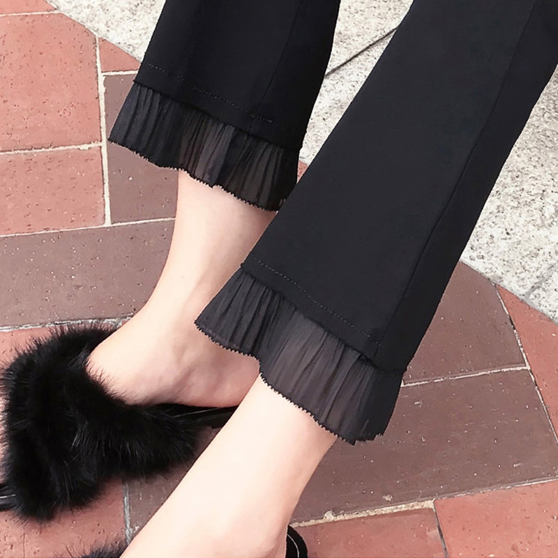 七分微喇叭裤夏季显瘦冰丝休闲裤子 安腾画沙休闲裤