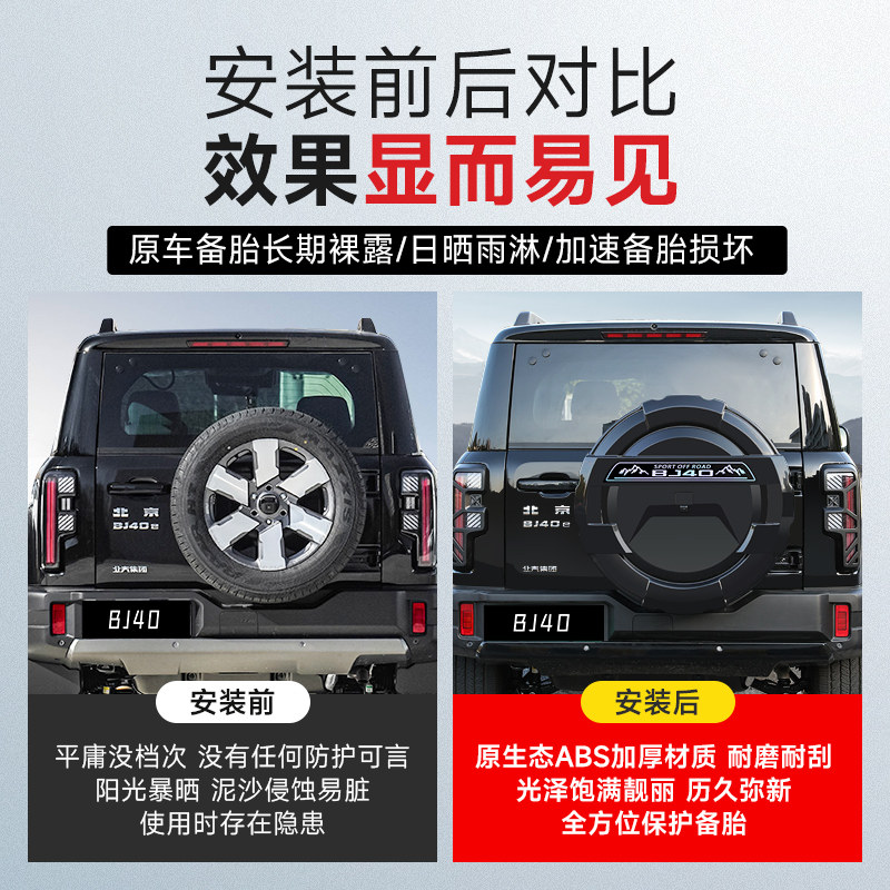 适用全新北京BJ40全包款备胎罩改装增程燃油后轮胎备胎壳越野配件,淘宝优惠券,粉丝福利购,淘宝优惠卷