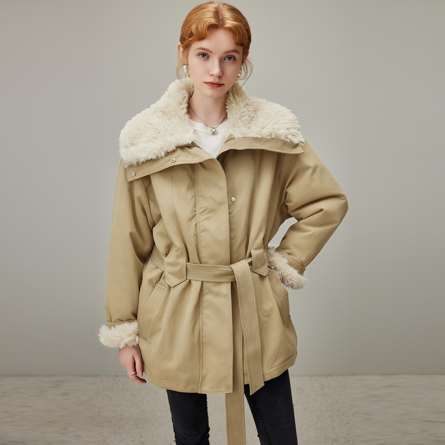 dfvc休闲工装仿羊羔毛派克服女2025冬季新款中长翻领宽松保暖外套,淘宝优惠券,粉丝福利购,淘宝优惠卷