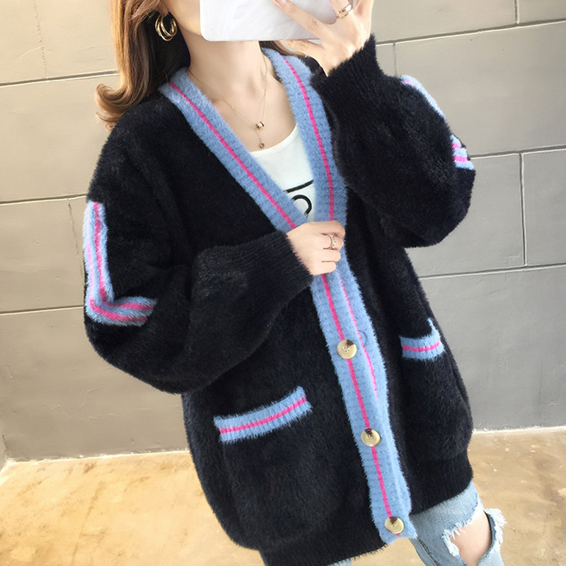 外套2020年慵懒风仿貂绒开衫毛衣 皓婉短外套