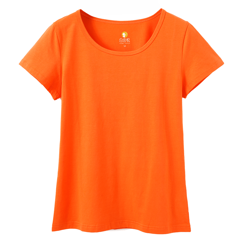 自由悦橙色女新款橘红色短袖订t恤 自由悦T恤