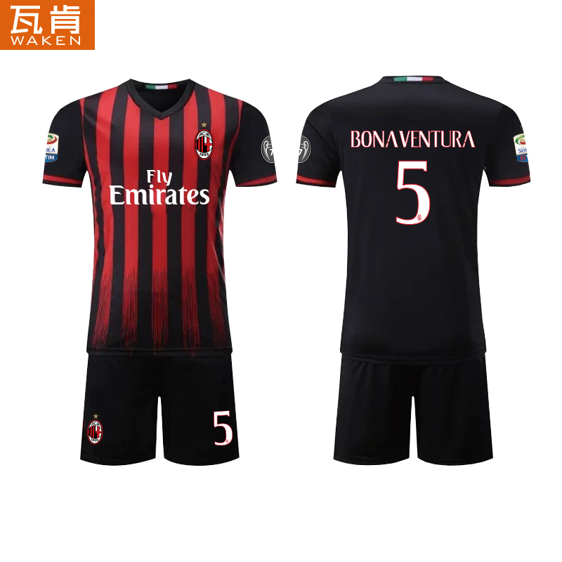 AC米兰球衣球服意甲欧冠球队比赛服主场球衣