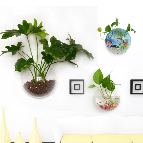 Стена -Ориентированная на стена -рыбная аквариум Творческая стена декоративная подвеска зеленый укроп Цветочный горшок Комната подвесная настенная ваза