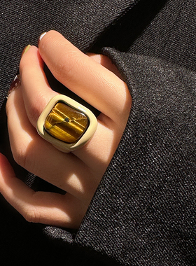 奶油宝石戒指双层戒指