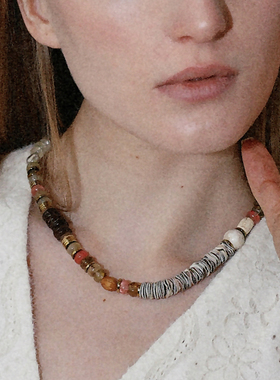 黑曜石珍珠朋克风项链女