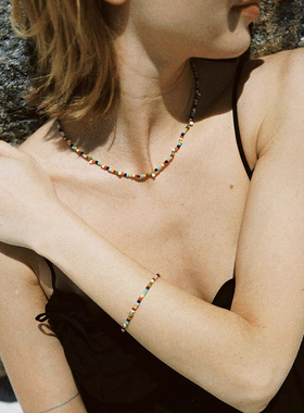 彩色系叠戴手工串珠项链手链