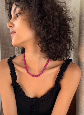 热情泡泡糖天然石串珠项链