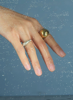 素纹盾面戒指925银波光指环