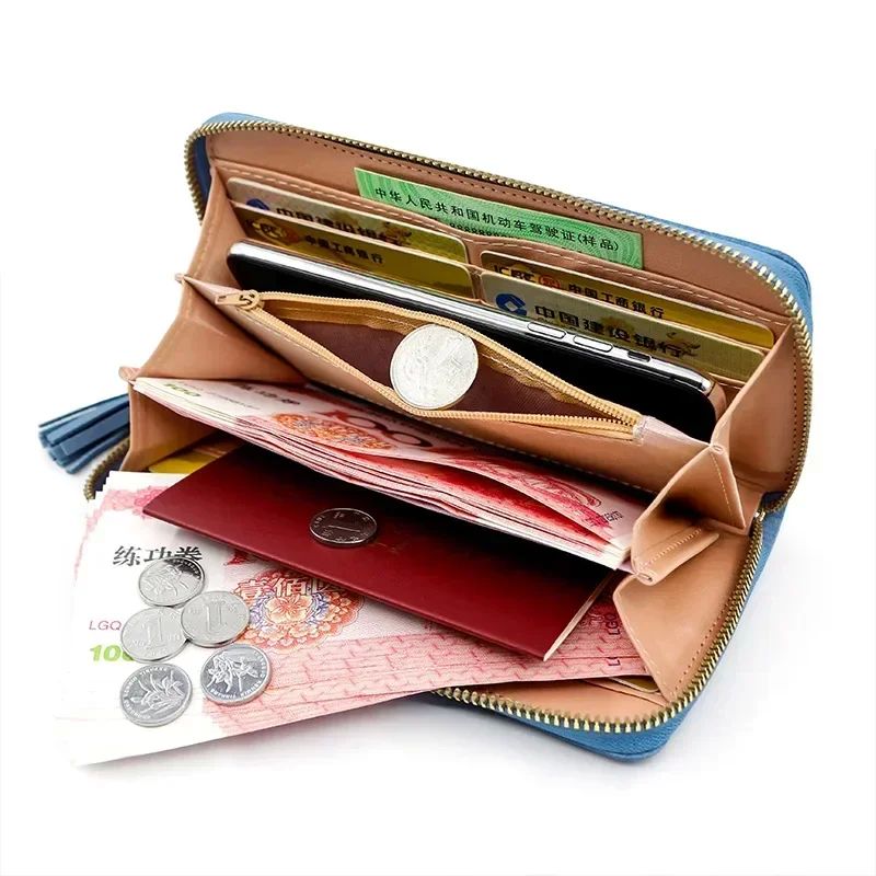 Zipper Money Coin Purse Women Card Holder Long PU Leather Cl - 图2