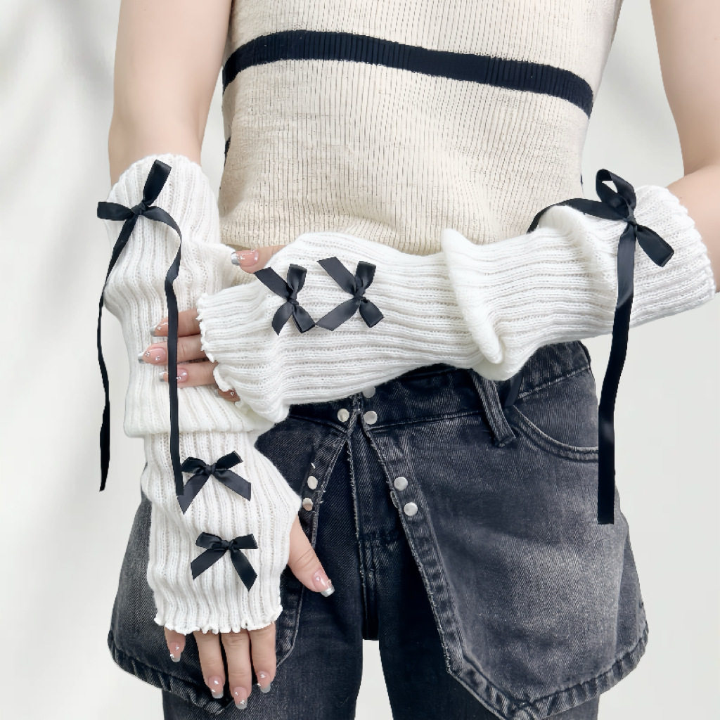 跨境新年圣诞节礼物红色针织手臂套女生保暖袖套甜美露指手套毛线,淘宝优惠券,粉丝福利购,淘宝优惠卷