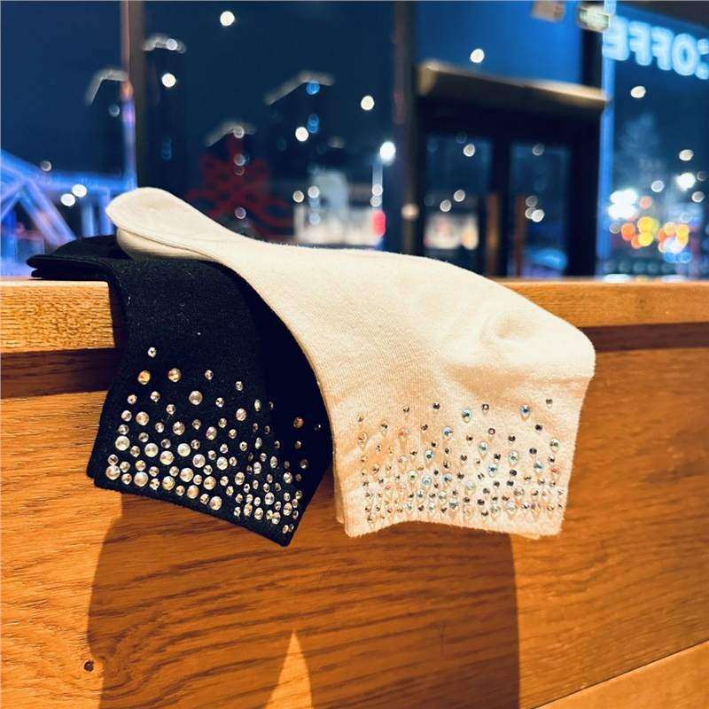 新款小众轻奢彩色大小水钻春秋季棉袜女袜短袜舒适透气吸汗,淘宝优惠券,粉丝福利购,淘宝优惠卷