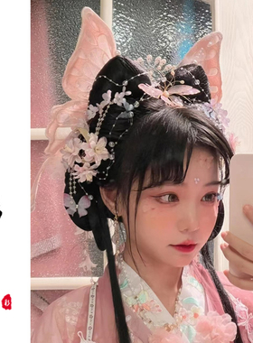 古风蝴蝶发夹渐变大扑棱蛾子