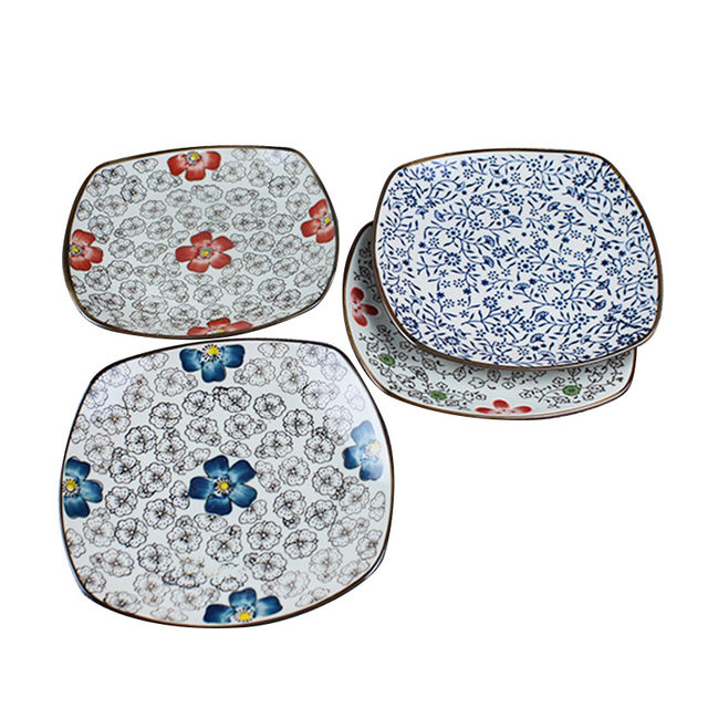 Hand-painted square flat plate plate special ceramic tableware