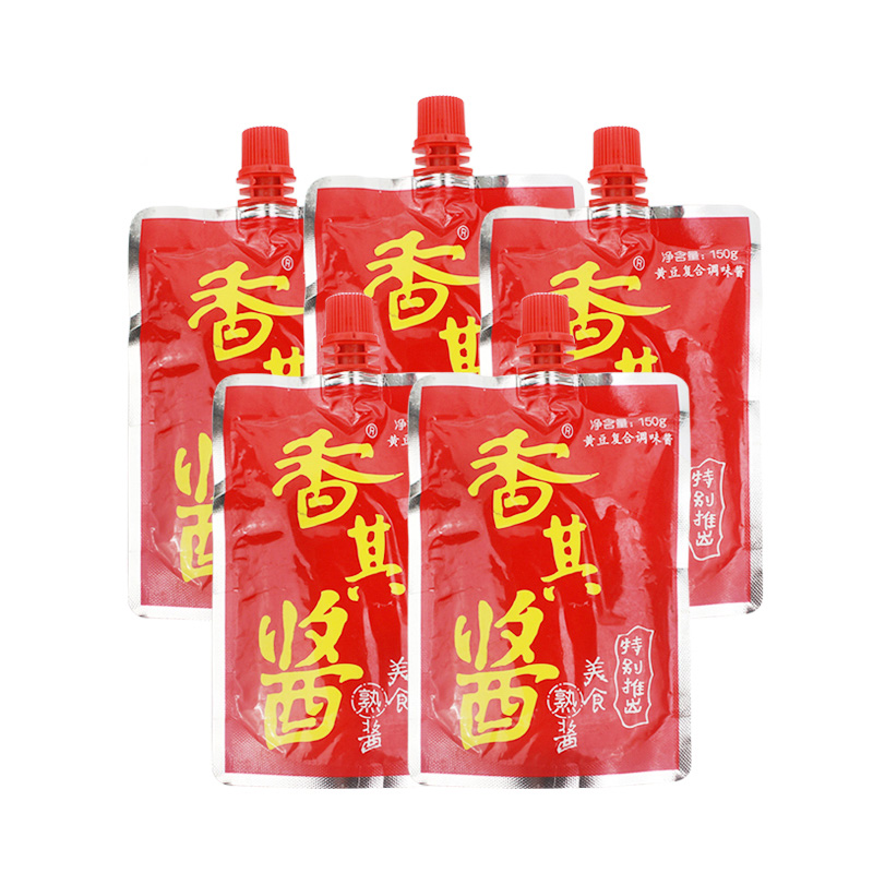 包邮正宗香其酱东北熟酱蘸酱菜香其酱香辣酱自立袋拧嘴150G*5袋 - 图3