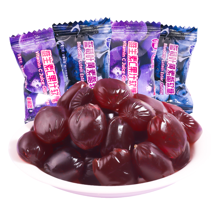 奇峰蓝莓叶黄素酯软糖葡萄维C果汁软糖儿童成人休闲零食下午茶 - 图3