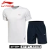 Li Ning thể thao phù hợp với quần short nam ngắn tay mùa hè nhanh khô thoáng khí chạy bộ đồ thể thao nam hai mảnh giản dị - Thể thao sau