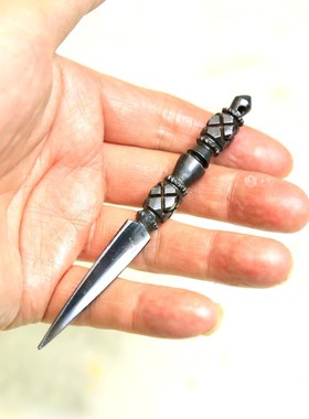 尼泊尔怀旧复古手工普巴杵 黑色铁镶嵌铜手工精品7cm 11cm 10cm