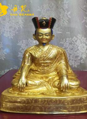 尼泊尔噶玛巴25cm全鎏金大宝王造像 丹梵尼泊尔铜雕艺术品
