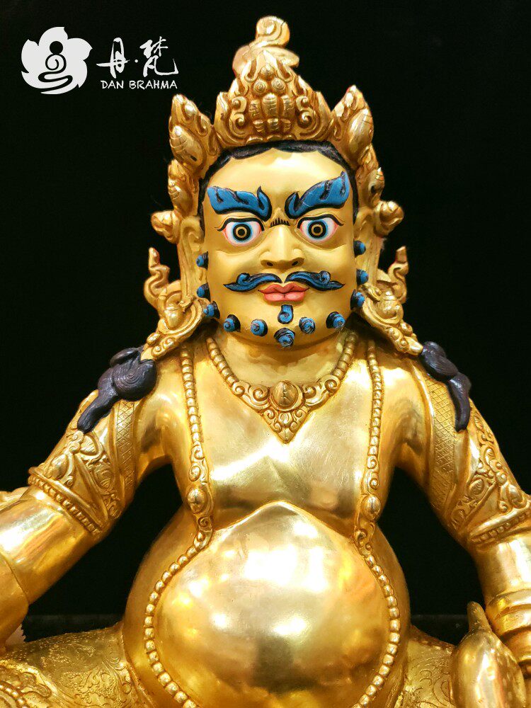 尼泊尔全鎏金精品黄财神佛像 藏巴拉佛像 zanmbala 佛像高度29cm