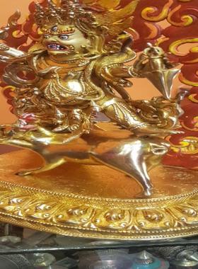 尼泊尔金刚铠甲铜雕塑全鎏金精品铜雕塑一尺二铜雕像38cm