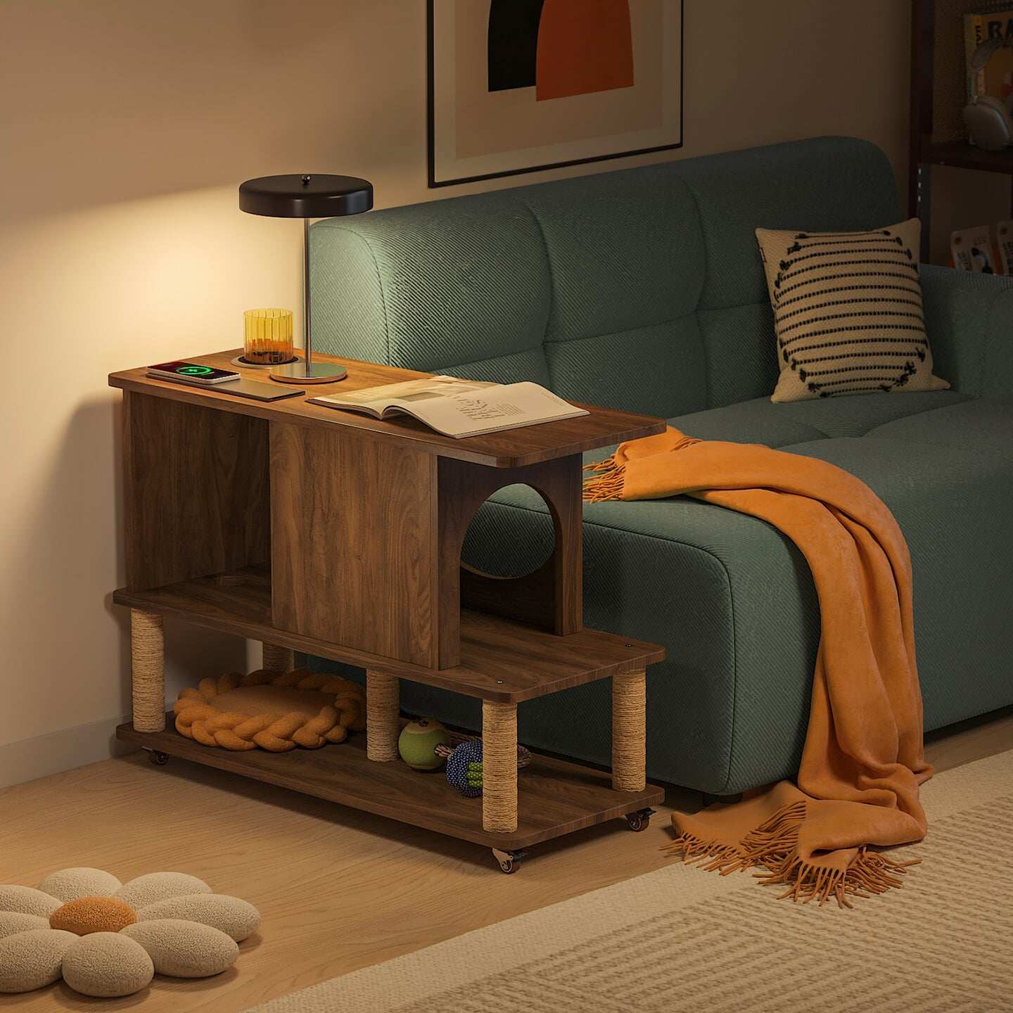 梅氏猫窝茶几小户型客厅家用沙发旁边柜可移动小推车人宠家具边几,淘宝优惠券,粉丝福利购,淘宝优惠卷