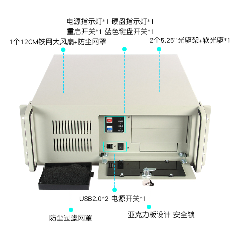 4U工控机箱激光打标专用2个光驱硬盘位ATX大板服务器电脑主机定制-图1