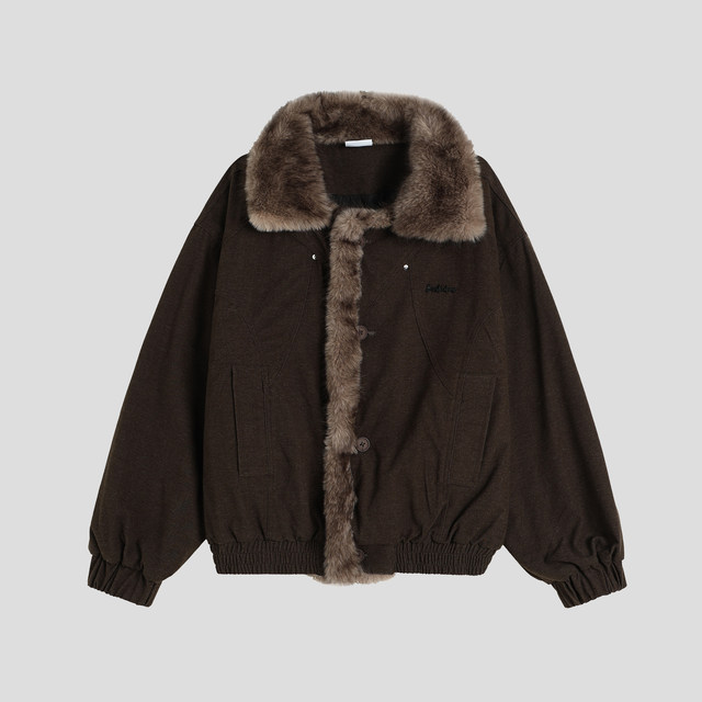 NOPASS fur collar workwear mountain carving cotton clothing