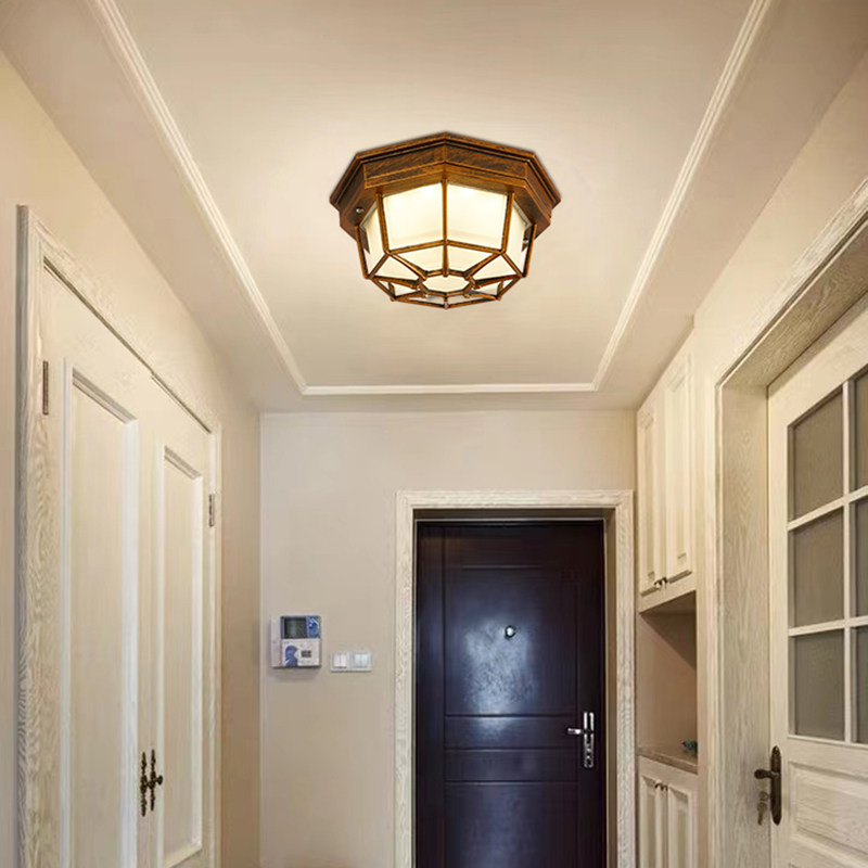 室外玻璃阳台入户门口过道走廊吸顶灯复古户外防水防潮八角灯LED,淘宝优惠券,粉丝福利购,淘宝优惠卷