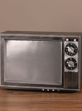 速发铁艺黑白电视机品型摆件酒吧餐厅装饰模复代怀旧老物件年古感