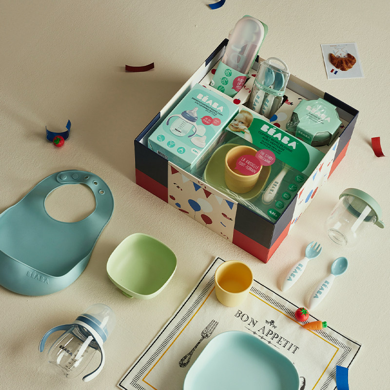 Beaba好胃口辅食套装辅食碗硅胶勺围兜餐盘宝宝婴儿餐具套装礼盒,淘宝优惠券,粉丝福利购,淘宝优惠卷