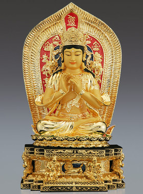 速发鎏金纯台五方文殊菩萨佛像东台聪明西子狮铜文殊师利铜像摆件