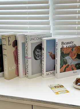 速发轻奢风装饰书书摆件简办酒柜书房约公室书假桌面柜书