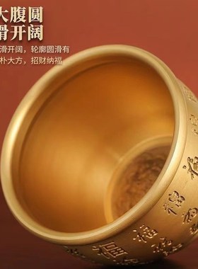 速发真铜百福缸黄铜室缸招财聚宝盆卧米客厅书房桌面铜件纯摆百福