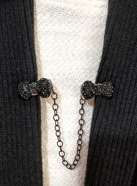 跨境蝴蝶结合金胸针别针女士流苏丝巾扣连衣裙收紧夹衣领固定夹