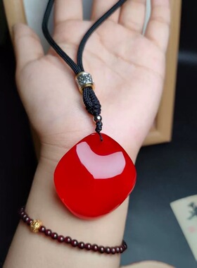 天然吊坠挂件水滴毛衣链精美特大原石打磨饰品鱼惊石本命年礼物