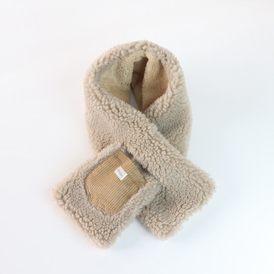 Winter scarf with velvet and thickened pockets, cross-adjustable and windproof