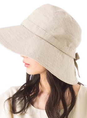 春夏季日系亚麻凉感防晒渔夫帽女