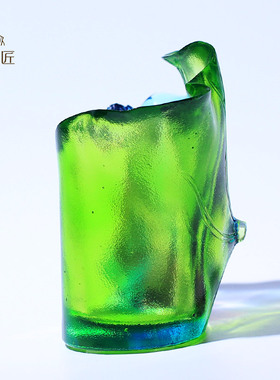 速发琉风荷叶笔筒中国璃送士领导老师档日礼物高生办公室桌摆件