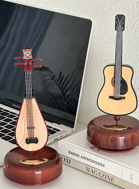 现货速发音乐盒旋转复古八音盒小提琴生日礼物摆件桌面拍照装饰