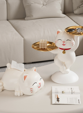速发纳财猫入户玄关摆品收招家居装饰件客厅轻奢电视柜餐边柜摆设
