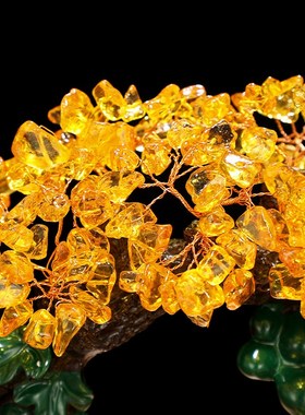 速发佛水晶发财树摆件招财大肚弥勒玄家居摆设黄像客厅佛关店铺装