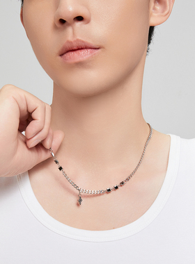 YULUSUI 菱形双层项链不掉色男款潮流痞帅钛钢配饰送男生生日礼物