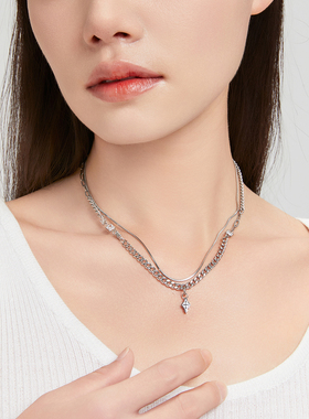 闪锆精致水滴流苏锁骨链