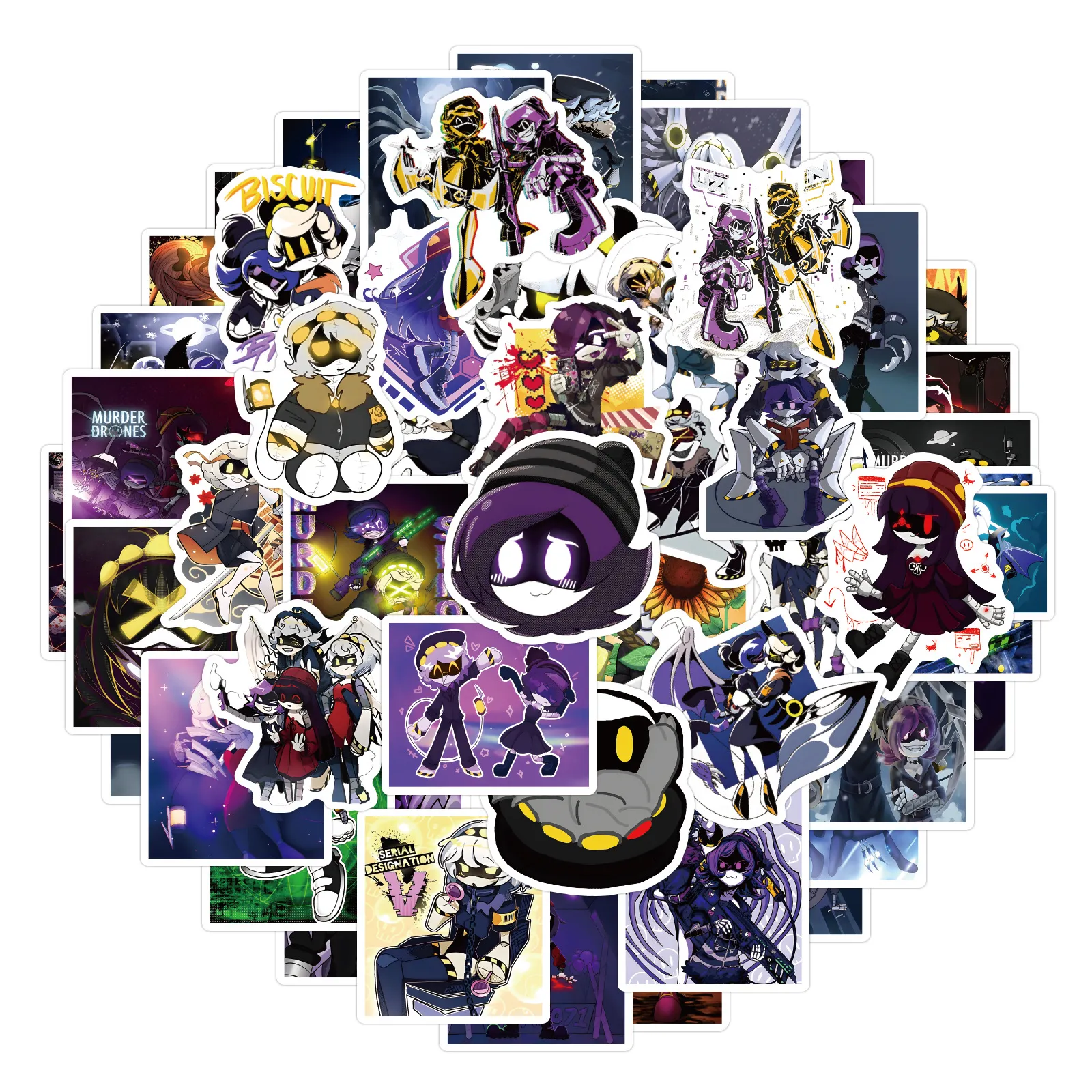 55张卡通Murder Drones无机杀手涂鸦贴纸装饰行李箱吉他防水贴画 - 图0