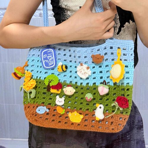 十个勤天华夫格包包手工钩针编织diy材料包粉丝自制周边物料痛包 - 图1