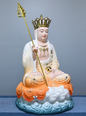 速发树脂黄衣地藏菩萨像地藏娑菩萨王婆家圣佛像摆件居三供奉